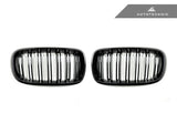 Autotecknic Dual-Slats Glazing Black Front Grille Set - BMW F15 X5 F85 X5M F16 X6 F86 X6M