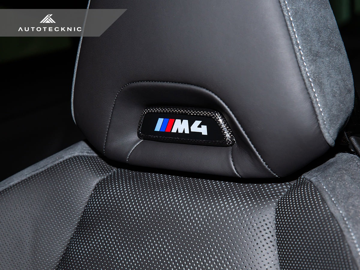 AutoTecknic Dry Carbon Front Seat Illuminated Emblem Cover For BMW M Vehicles