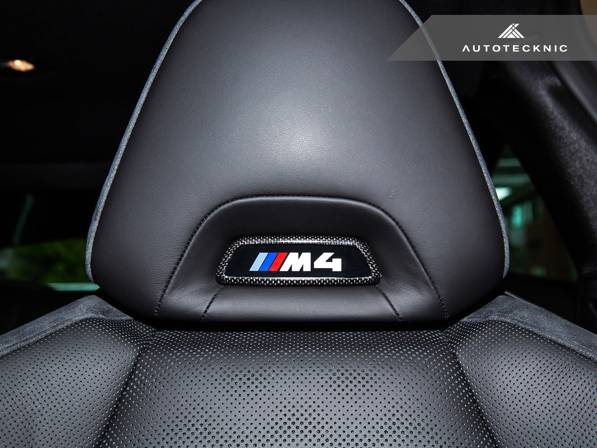 AutoTecknic Dry Carbon Front Seat Illuminated Emblem Cover For BMW M Vehicles